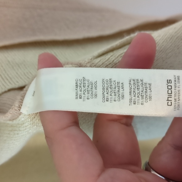 Chico's Mixed Media Wool Mix Open Boho Minimal Cardigan Dramatic Portrait collar - Picture 6 of 9